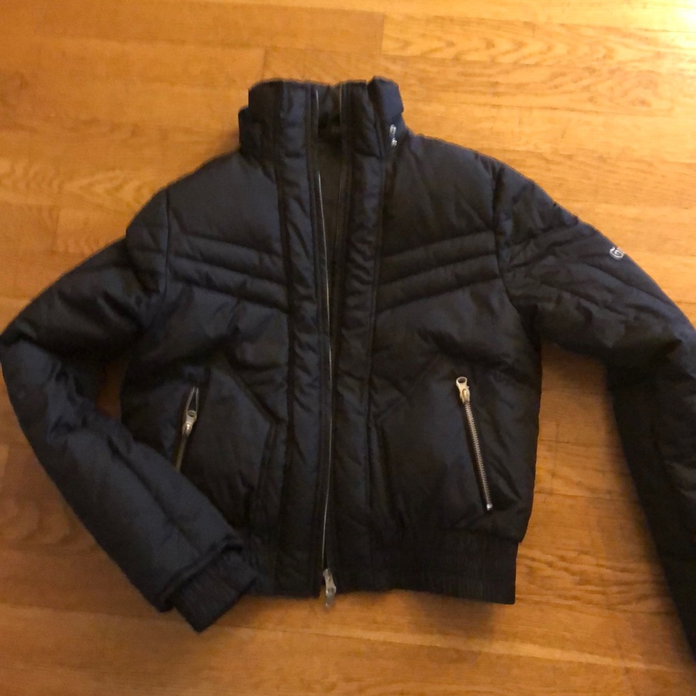 New Guess Bomber Winter Jacket | Black with Silver Metal Hardware | Worn 1x